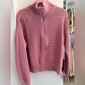 Varley Pink Half-Zip Knit Sweater